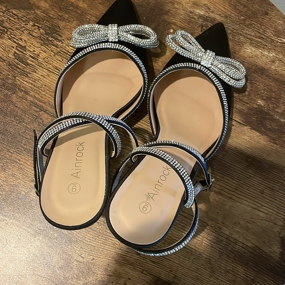 I am selling a pair of black “Ainrock” rhinestone sling back high heels - Picture 5 of 5